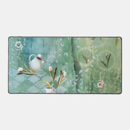 Alfrombrillas De Escritorio Té Con Tulipanes, Ilustracion De Cuaderno