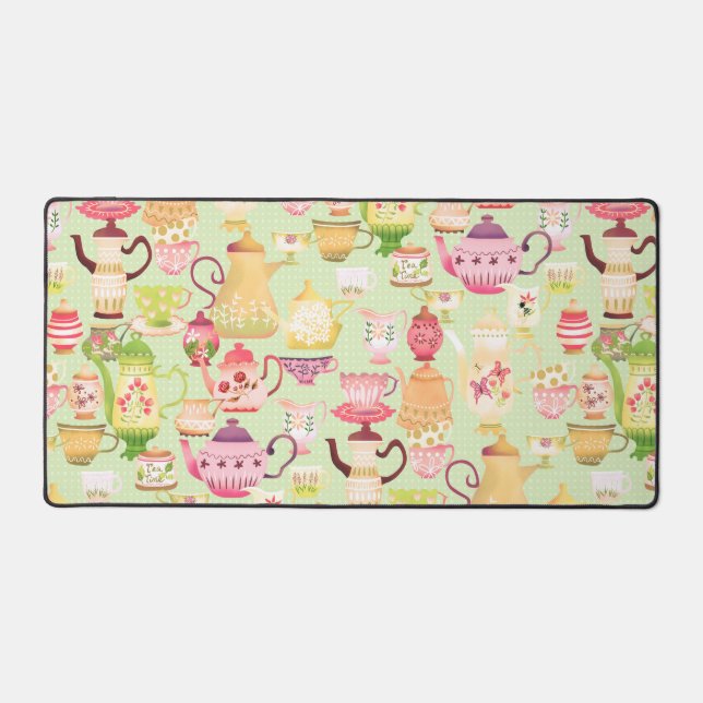 Alfrombrillas De Escritorio Té Pots and Cups Green (Anverso)