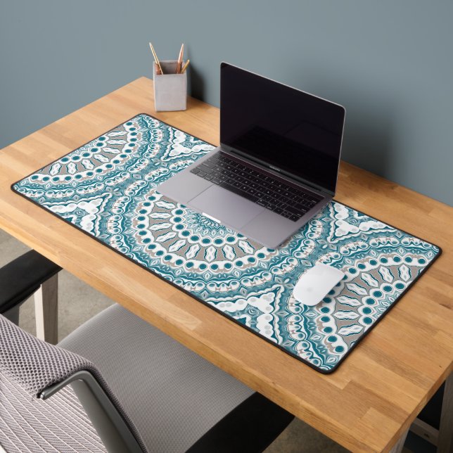 Alfrombrillas De Escritorio Teal and Beige Abstract Mandala Pattern (Oficina 2)