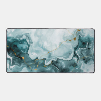 Alfrombrillas De Escritorio Teal Marble Gold Vein Desk Mat