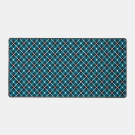 Alfrombrillas De Escritorio Teal & Navy Geometric Grid Pattern