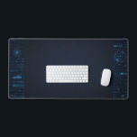 Alfrombrillas De Escritorio Technical HUD Blueprint Schematic Gaming Desk Mat<br><div class="desc">This Technical HUD Blueprint Schematic Gaming Desk Mat features a detailed peripheral design of glowing cyan data readouts and wireframe grids. Perfect for high-end gaming setups, tech workstations, or as a modern office gift. This ultra-wide desk pad offers a clean center for your keyboard while keeping the sophisticated 2D digital...</div>