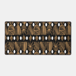 Alfrombrillas De Escritorio Tela de barro tribal caribeño: negro, blanco, oro