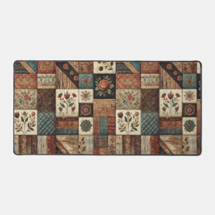 Alfrombrillas De Escritorio Terracotta Patchwork Quilt Rustic Floral Desk