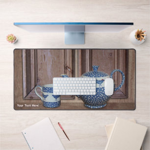Alfrombrillas De Escritorio Tetera De Aves Azules Y Copa