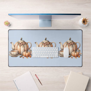 Alfrombrillas De Escritorio Tetera de calabaza con ilustración de flores de ot