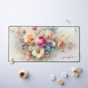 Alfrombrillas De Escritorio Texto de nombre personalizado Flores Aquarela Acua