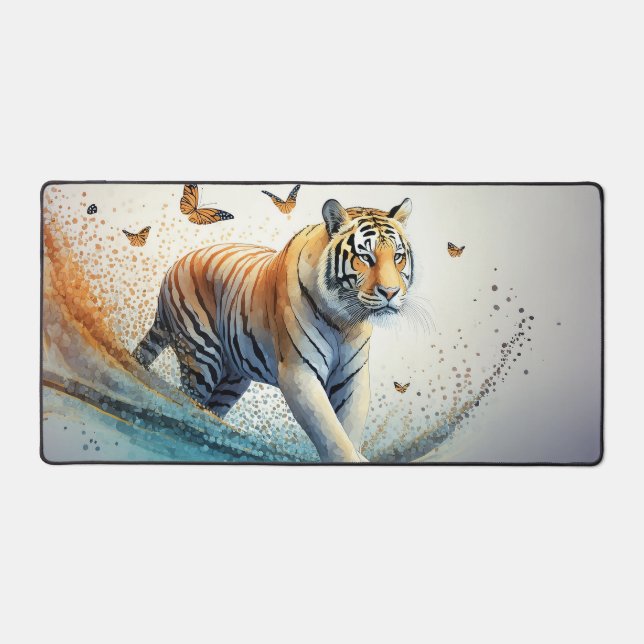 Alfrombrillas De Escritorio Tigre con mariposas (Anverso)