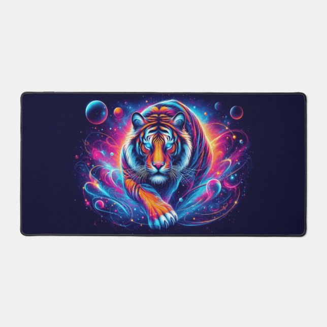 Alfrombrillas De Escritorio Tigre galáctico, animales de neón que capturan los (Anverso)