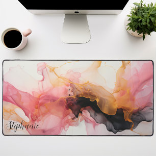 Alfrombrillas De Escritorio Tinta líquida personalizada negra rosa oro alcohol