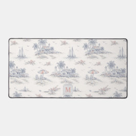 Alfrombrillas De Escritorio Toile Monograma Tropical Costero Francés Nombre