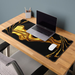 Alfrombrillas De Escritorio Torbellino Opulento Líquido Oro Negro Monocromo Ac