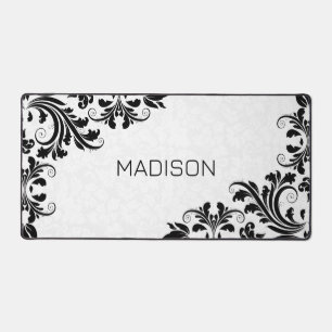 Alfrombrillas De Escritorio Tornillos negros de Damask blancos