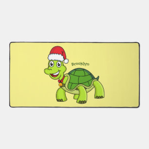 Alfrombrillas De Escritorio Tortuga alegre lindo con sombrero de Santa