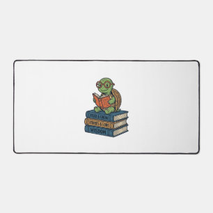 Alfrombrillas De Escritorio Tortuga Lectora Adorable en Libros Vector Vintage_