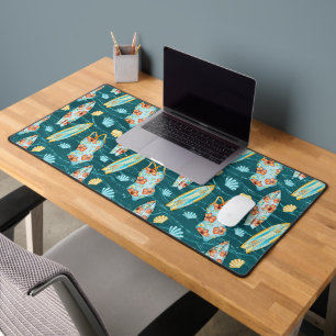 ALFROMBRILLAS DE ESCRITORIO TRAJE DE BAÑO VERDE Y CORAL, TABLAS DE SURF, CONCH