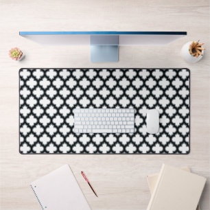 Alfrombrillas De Escritorio Trébol blanco y negro, Entramado, Quatrefoil