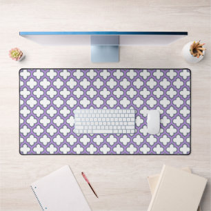 Alfrombrillas De Escritorio Trellis blanca y púrpura, Entramado, Quatrefoil