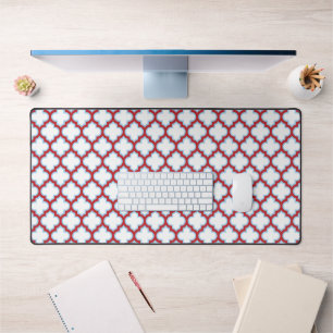 Alfrombrillas De Escritorio Trellis blanca y roja, Entramado, Quatrefoil