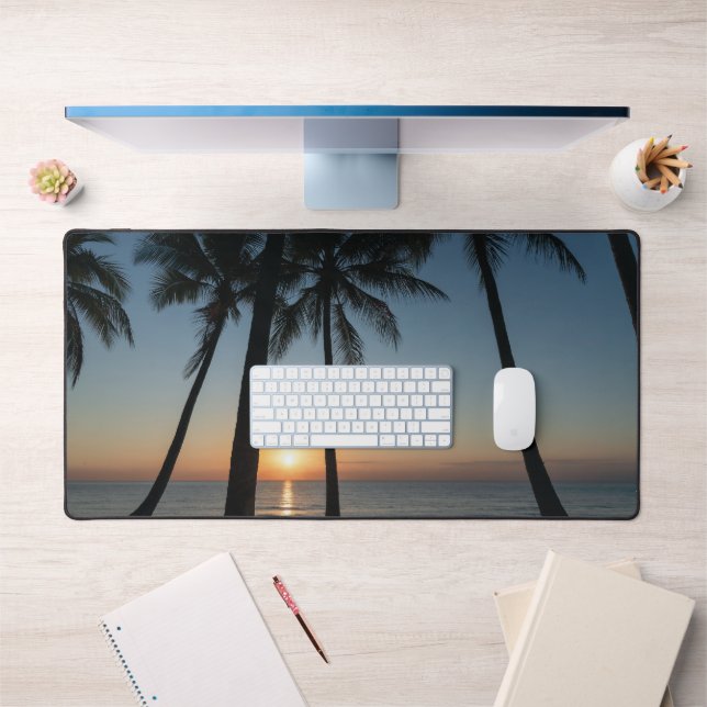 Alfrombrillas De Escritorio Tropical Sunrise – Palm Trees with Golden Sun (Oficina 1)