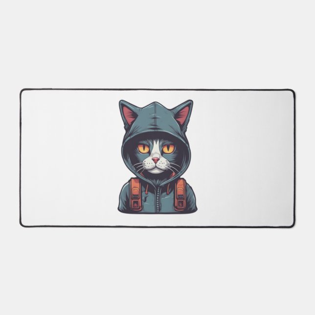 Alfrombrillas De Escritorio un gato lindo con una caramba verde (Anverso)