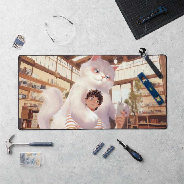 Alfrombrillas De Escritorio Un selfie con el gigante esponjoso (Puesto de trabajo)