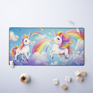 Alfrombrillas De Escritorio Unas cortinas y coloridas unicornios arrojan niños