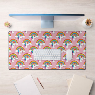 Alfrombrillas De Escritorio Unicornio y Arcoíris con Nubes Kawaii