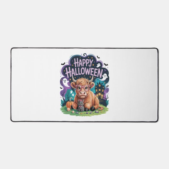 Alfrombrillas De Escritorio Vaca de Halloween Cute Highland (2) (Anverso)