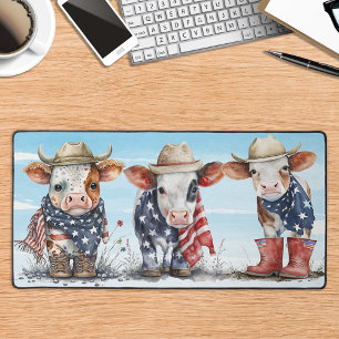 Alfrombrillas De Escritorio Vacas Patrióticas Vacas Rojas Azul Blanco Granja A