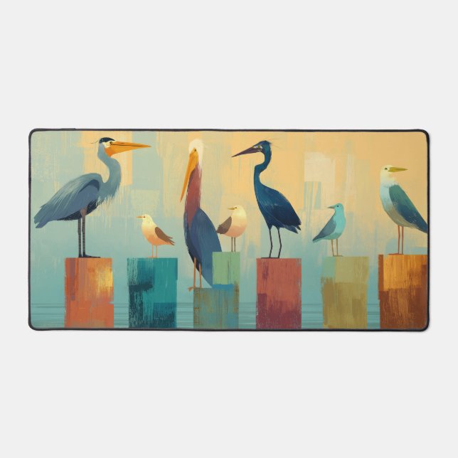 Alfrombrillas De Escritorio Varias aves marinas encaramadas sobre pilotes (Anverso)