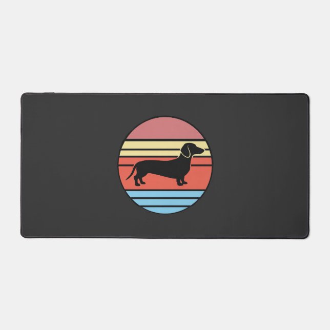 Alfrombrillas De Escritorio Vector Atardecer Perro Dachshund Retro (Anverso)