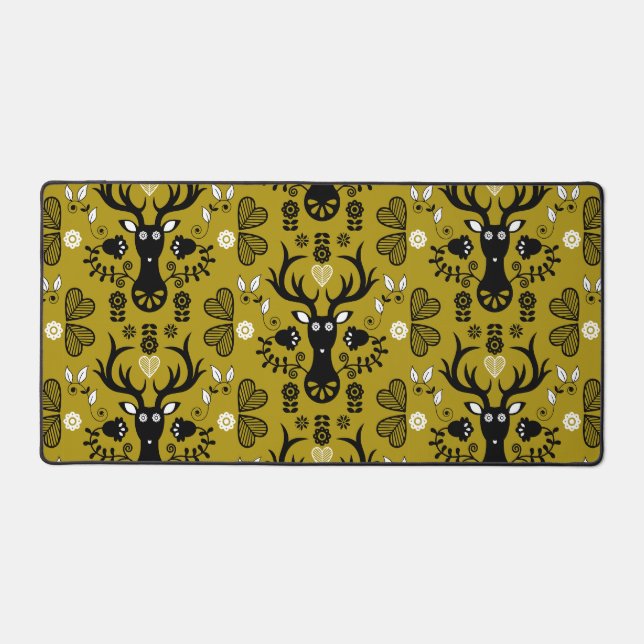 Alfrombrillas De Escritorio Venado de arte popular escandinavo moderno (Anverso)