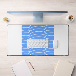 Alfrombrillas De Escritorio Verano Azul baldosa Art Decó Ondas Rayas Blancas