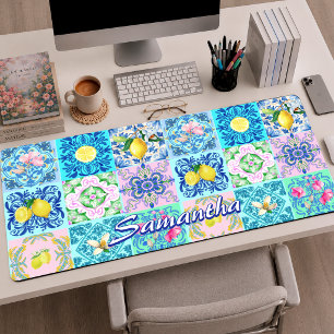 Alfrombrillas De Escritorio Verano Colorido Siciliano Turquesa Azulejo Amalfi