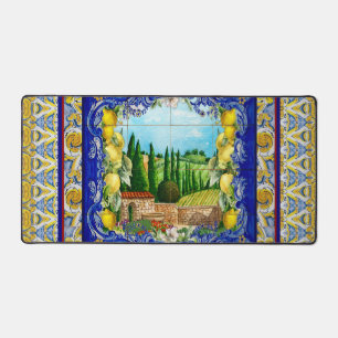Alfrombrillas De Escritorio verano italiano Majolica azulejos azul cítricos