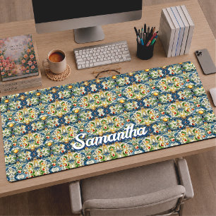 Alfrombrillas De Escritorio Verano Siciliano Azul Mayólica Naranja Cítrico