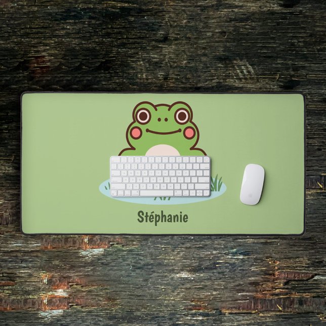 Alfrombrillas De Escritorio Verde de rana cuta (Cute Frog Green Desk Mat)