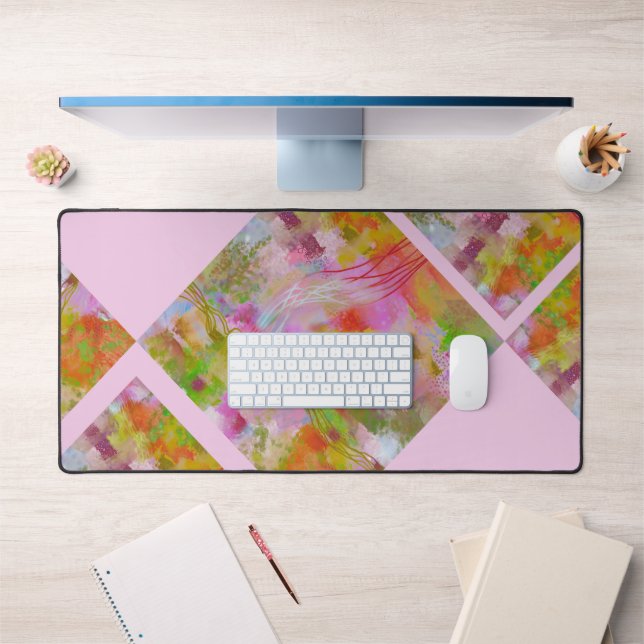 Alfrombrillas De Escritorio Verde rosa abstracto geométrico único (Oficina 1)