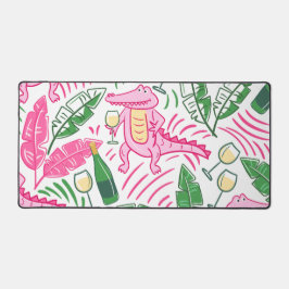 Alfrombrillas De Escritorio Verde rosado del cocodrilo del vino