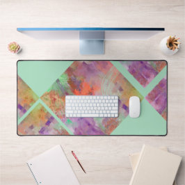 Alfrombrillas De Escritorio Verde y naranja geométrico abstracto único
