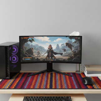 Alfrombrillas De Escritorio Vibrant Boho Chevron Striped Desk Mat