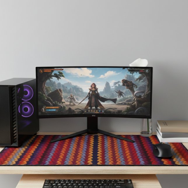 Alfrombrillas De Escritorio Vibrant Boho Chevron Striped Desk Mat (Subido por el creador)