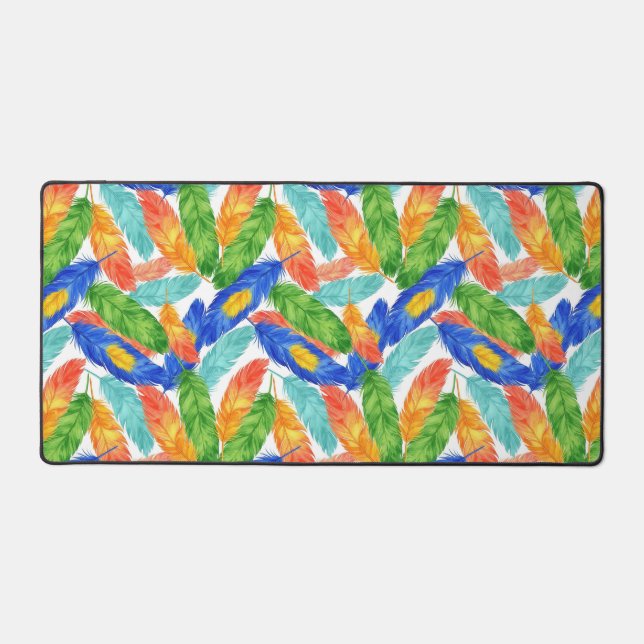 Alfrombrillas De Escritorio Vibrant Watercolor Feather Pattern (Anverso)