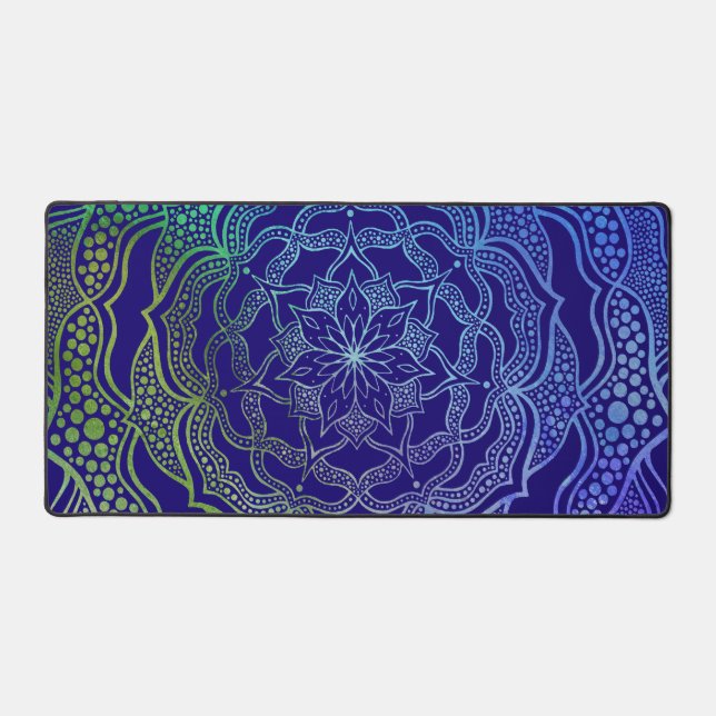 Alfrombrillas De Escritorio Vibrante Moda Mandala Boho Elegante Marina Verde A (Anverso)