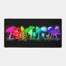 Vibrantes champiñones brillantes en el arco iris