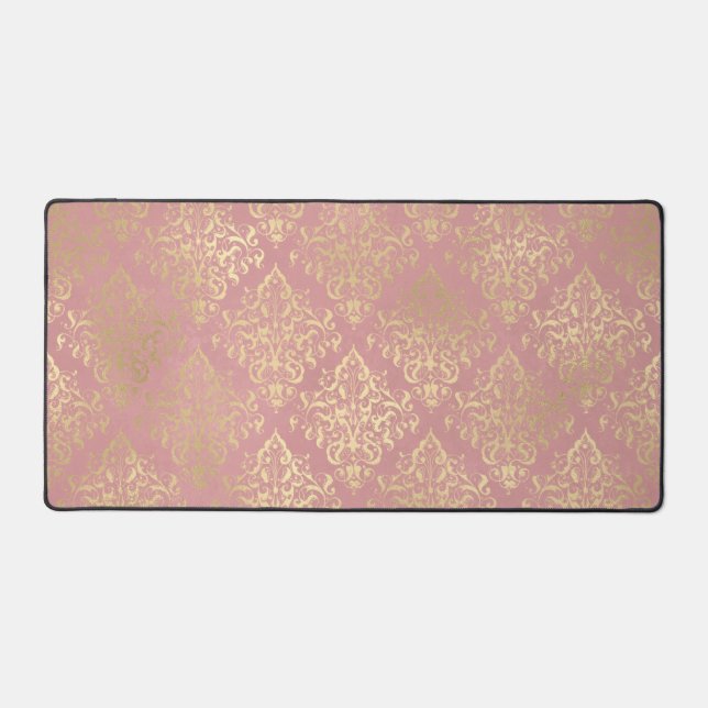 Alfrombrillas De Escritorio Victoriano de época dorada y rosa Damask (Anverso)