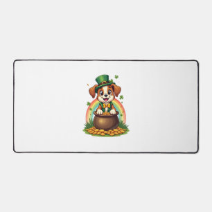 Alfrombrillas De Escritorio Vintage Cachorro Lucky Leprechaun Arcoíris Olla de