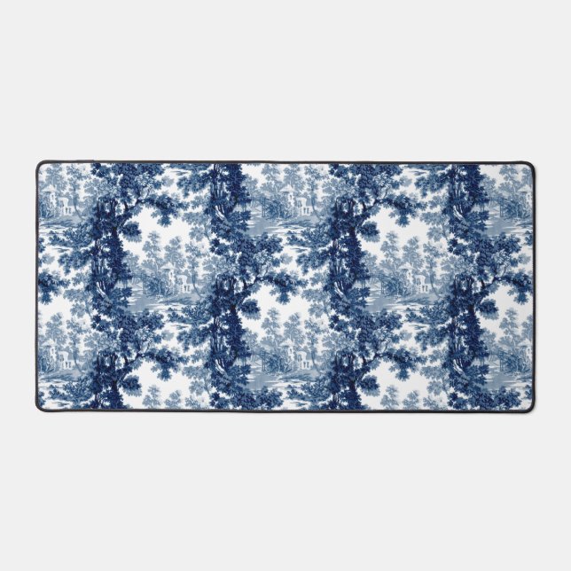Alfrombrillas De Escritorio Vintage Cottage Paisaje Toile-Blue & White (Anverso)