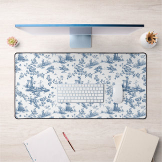 Alfrombrillas De Escritorio Vintage English Floral Toile de Jouy-Blue